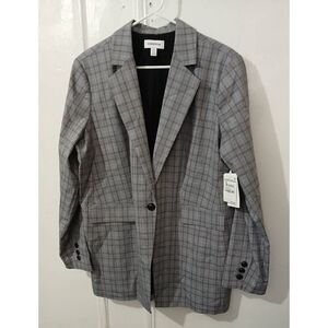 Nordstrom womens xxl BRITISH PLAID work blazer jacket gray viscose $179